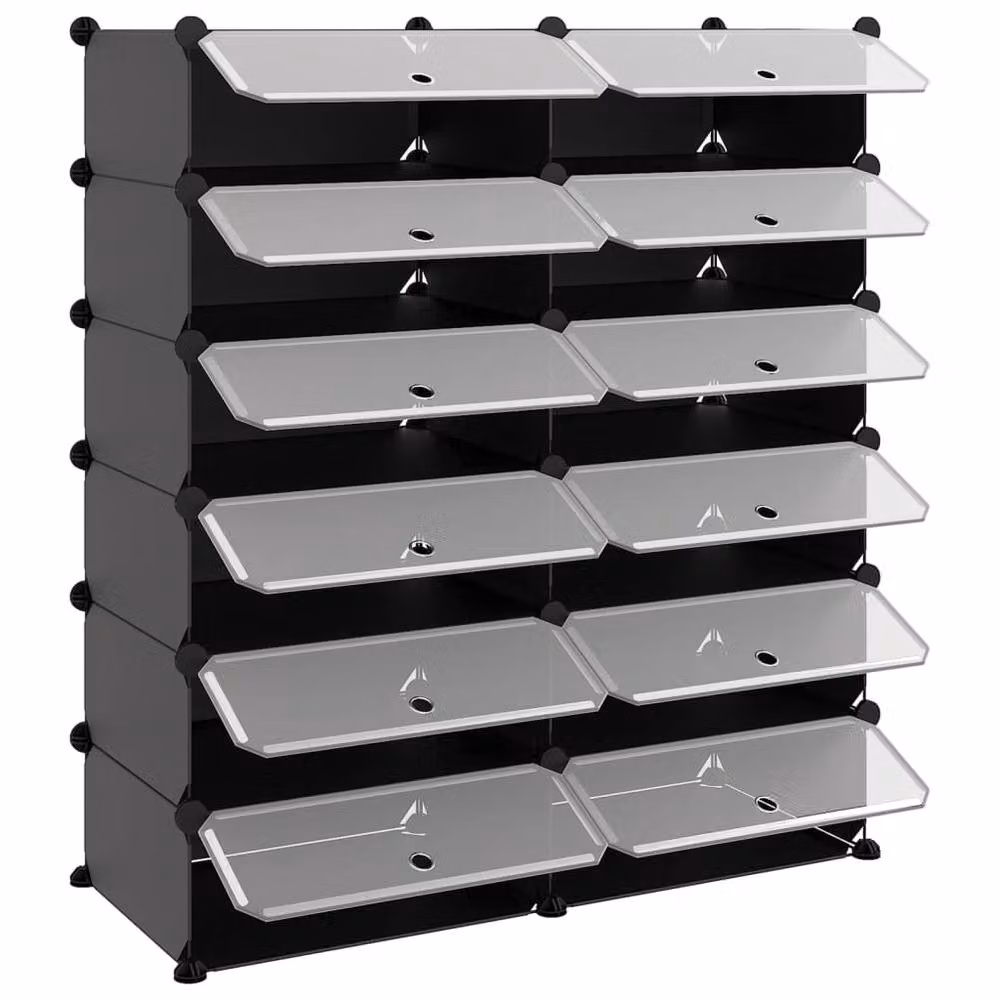 Berkfield Home Black Shoe Rack W/D/H: 94.5 x 36.5 x 106 cm – 4