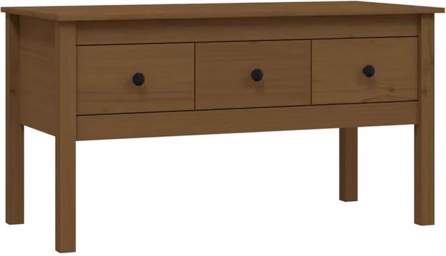 Berkfield Home Rustic Solid Wood Pine Coffee Table in Honey Brown, W/D/H: 102 x 49 x 55 cm – 1