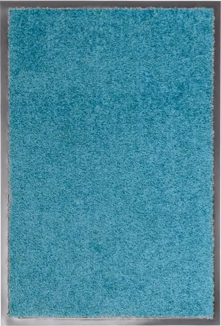 Berkfield Home Washable Non-Slip Doormat in Cyan and Black, W/D: 60 x 40 cm
