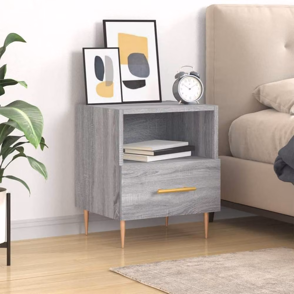 Berkfield Home Grey Sonoma Bedside Cabinet in Engineered Wood W/D/H: 40 x 35 x 47.5 cm – 2