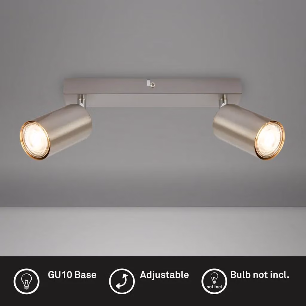 Briloner 2-Light LED Ceiling Spotlight in Silver Metal with Adjustable GU10 Bulbs – 2