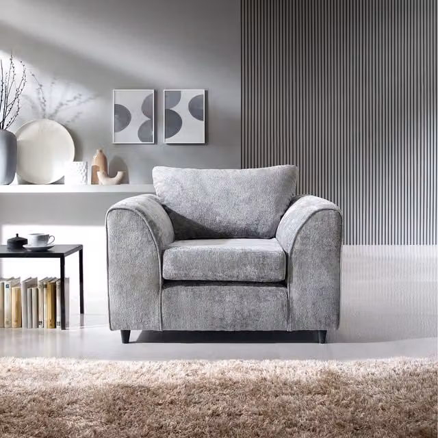 Abakus Direct Harriet Crushed Chenille Tub Armchair in Light Grey