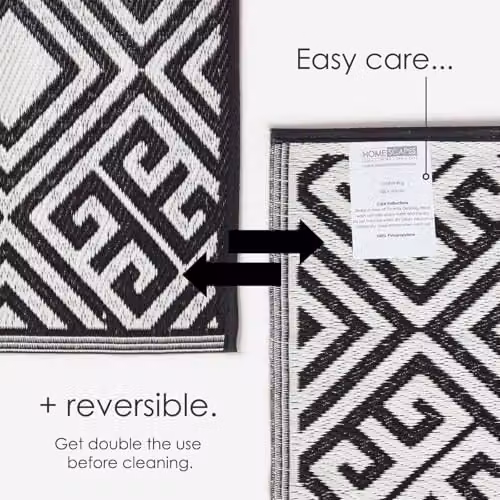 Homescapes Luxury Outdoor Geometric Rug in Black and White, W/D/H: 120 x 180 cm – 9