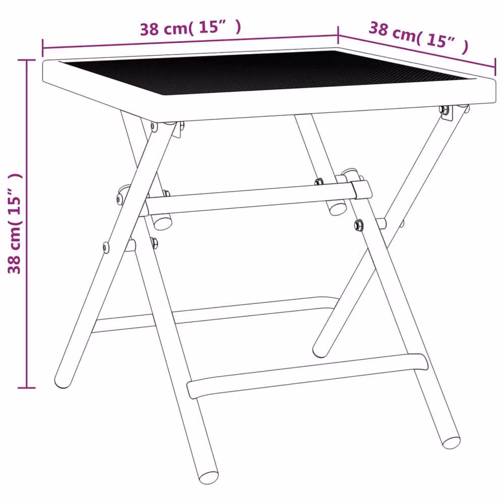 Berkfield Home Folding Garden Table in Anthracite Black Steel Mesh, W/D/H: 38 x 38 x 38 cm – 7