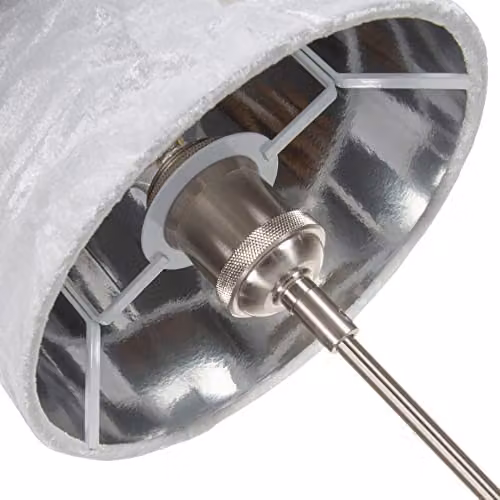 Happy Homewares Modern White Crushed Velvet Circular Drum Lampshade with Silver Inner – 2