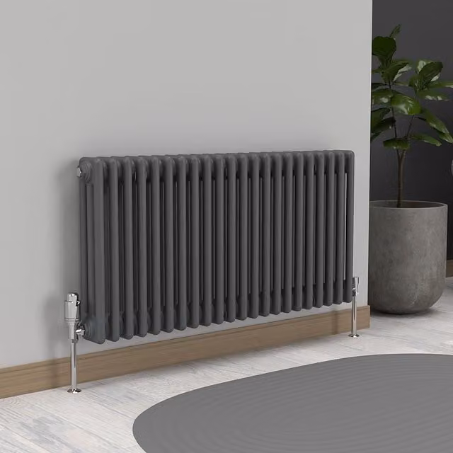 Lux Heat Horizontal 3 Column Steel Radiator in Anthracite Grey, W: 101.0 cm, H: 50.0 cm
