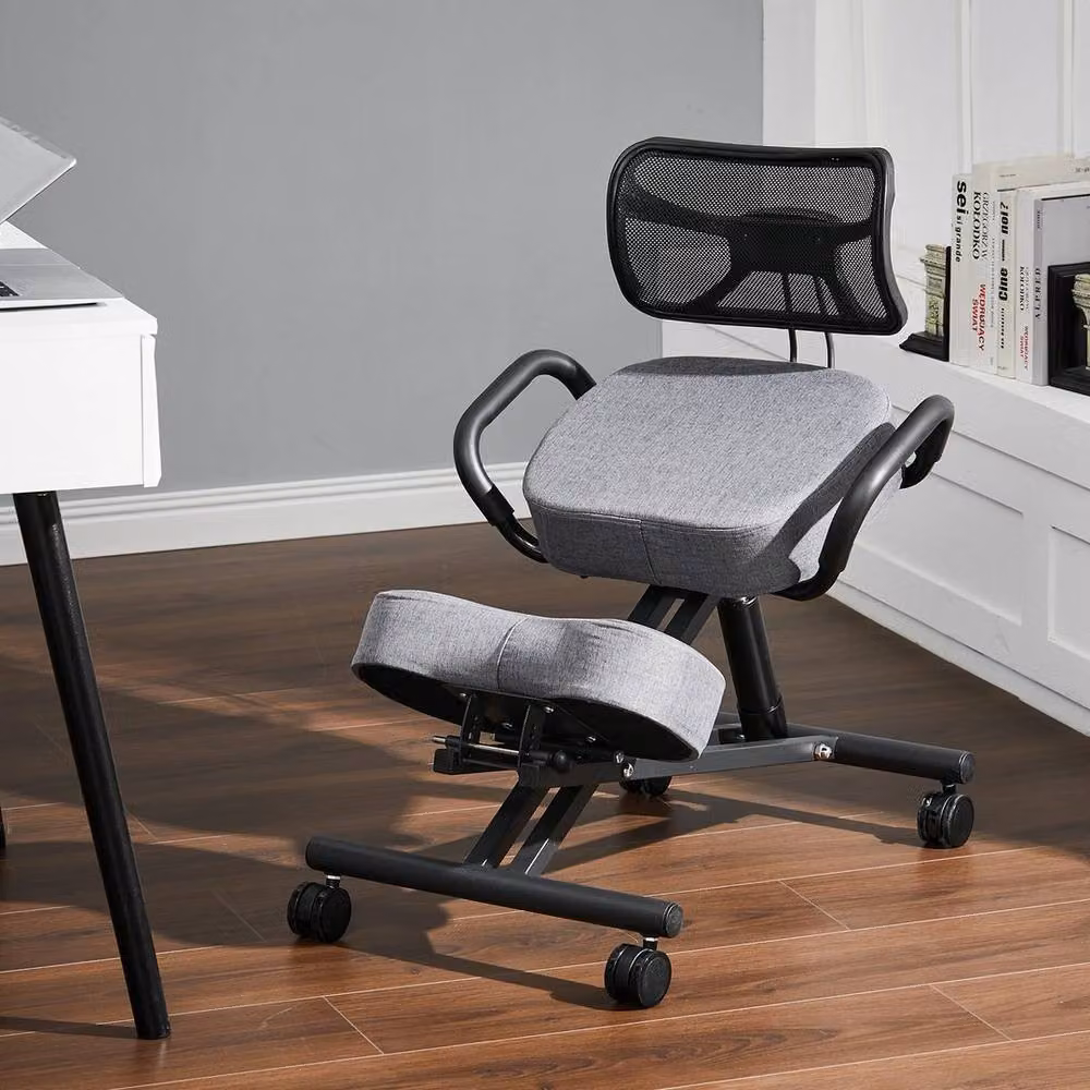 FORGEVIO Grey Ergonomic Kneeling Chair for Adults with Headrest and Armrests – 2