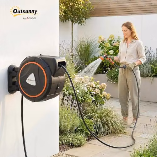 Outsunny Orange Wall Mounted Automatic Retractable Hose Reel – 2