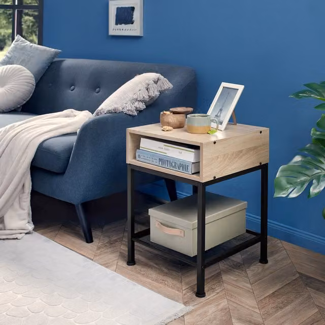 Tectake Harlow Industrial Bedside Table in Oak Sonoma and Brown