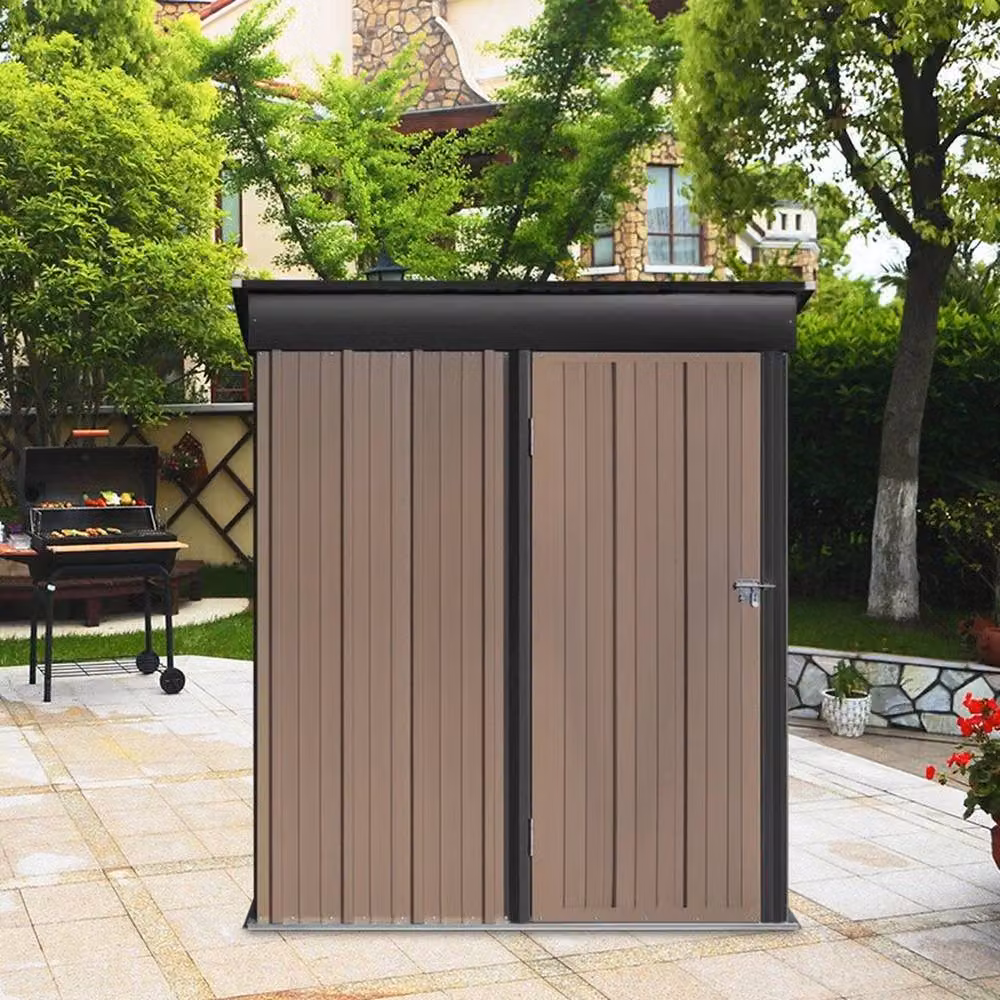 FLAVORA Steel Garden Shed in Brown, W/D/H: 100 x 100 x 181 cm – 2