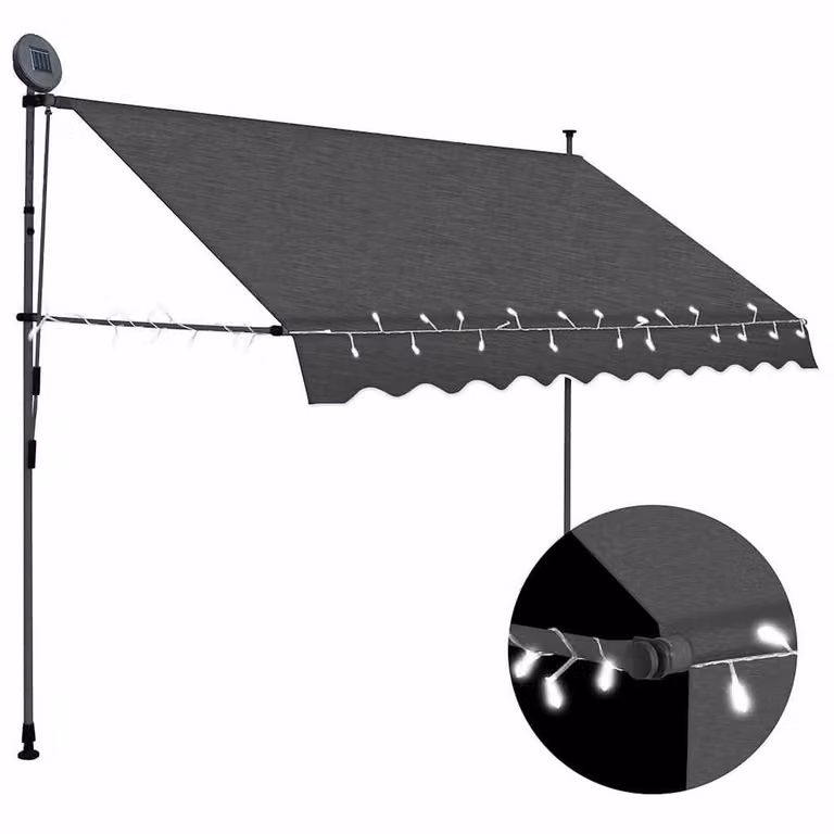 Berkfield Home Manual Retractable Awning with LED, Anthracite Grey, Width: 300 cm
