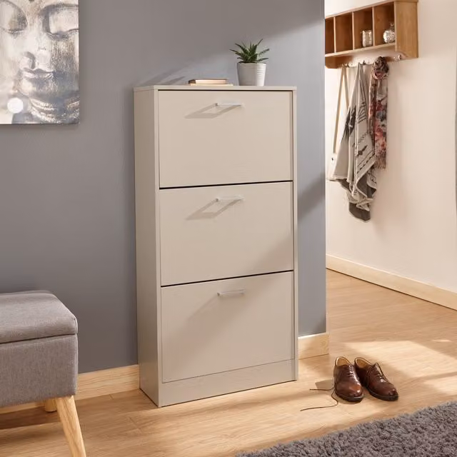 GFW Stirling Three Tier Shoe Cabinet in Grey
