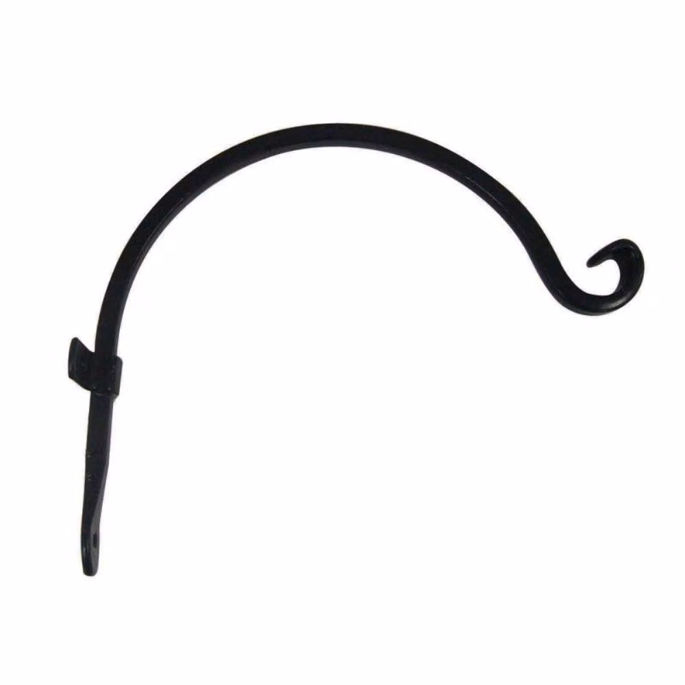 Marco Paul 11 inch Round Metal Hanging Basket Planter with Forge Hook in Black – 2