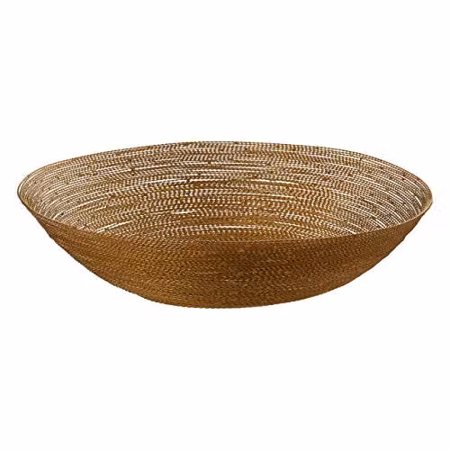 Orsina Hege Round Metal Decorative Bowl in Gold, W: 35.0 cm, D: 35.0 cm, H: 5.0 cm – 2