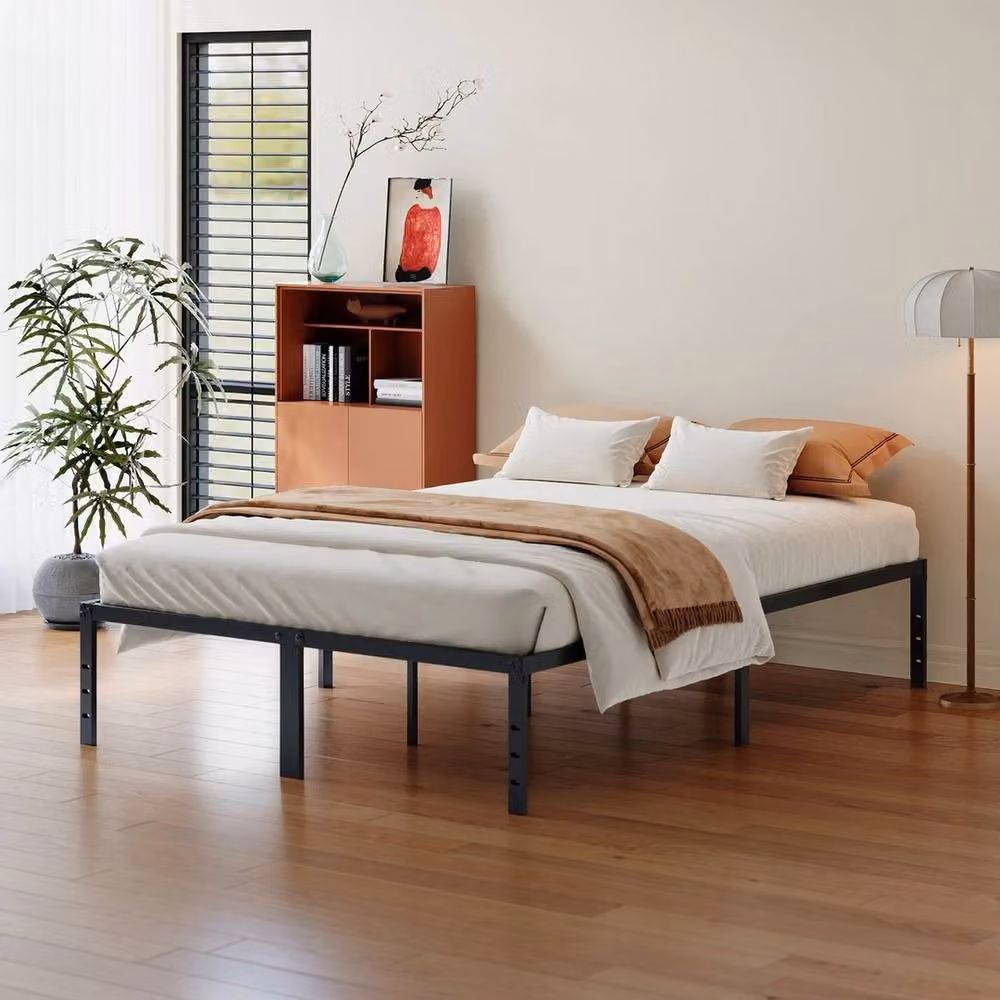 Kelvenix Heavy Duty Metal Double Bed Frame in Black, W/D/H: 140 x 200 cm – 4