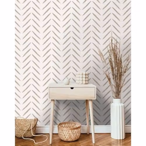 Holden Decor Abstract Geometric Chevron Wallpaper in Taupe and Beige, Matt Finish, Washable