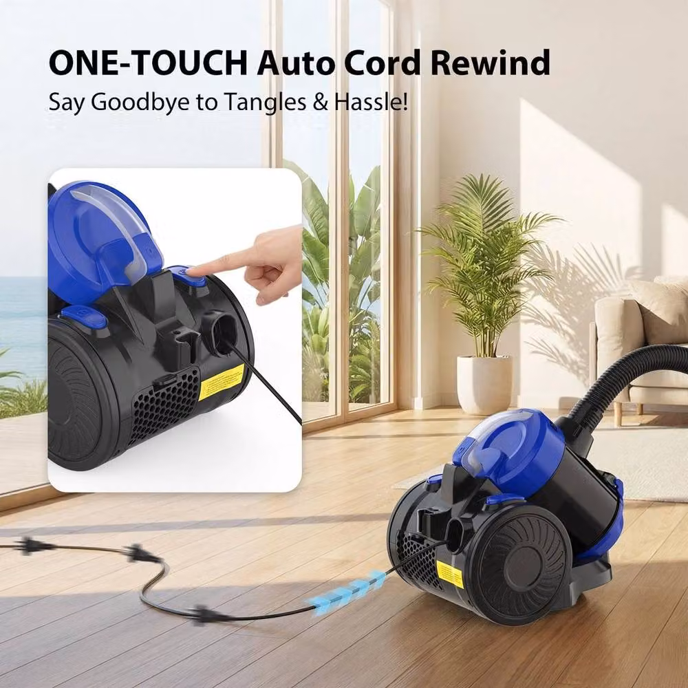 PAWNORA Lightweight 6000W Bagless Cylinder Vacuum Cleaner in Blue – 3