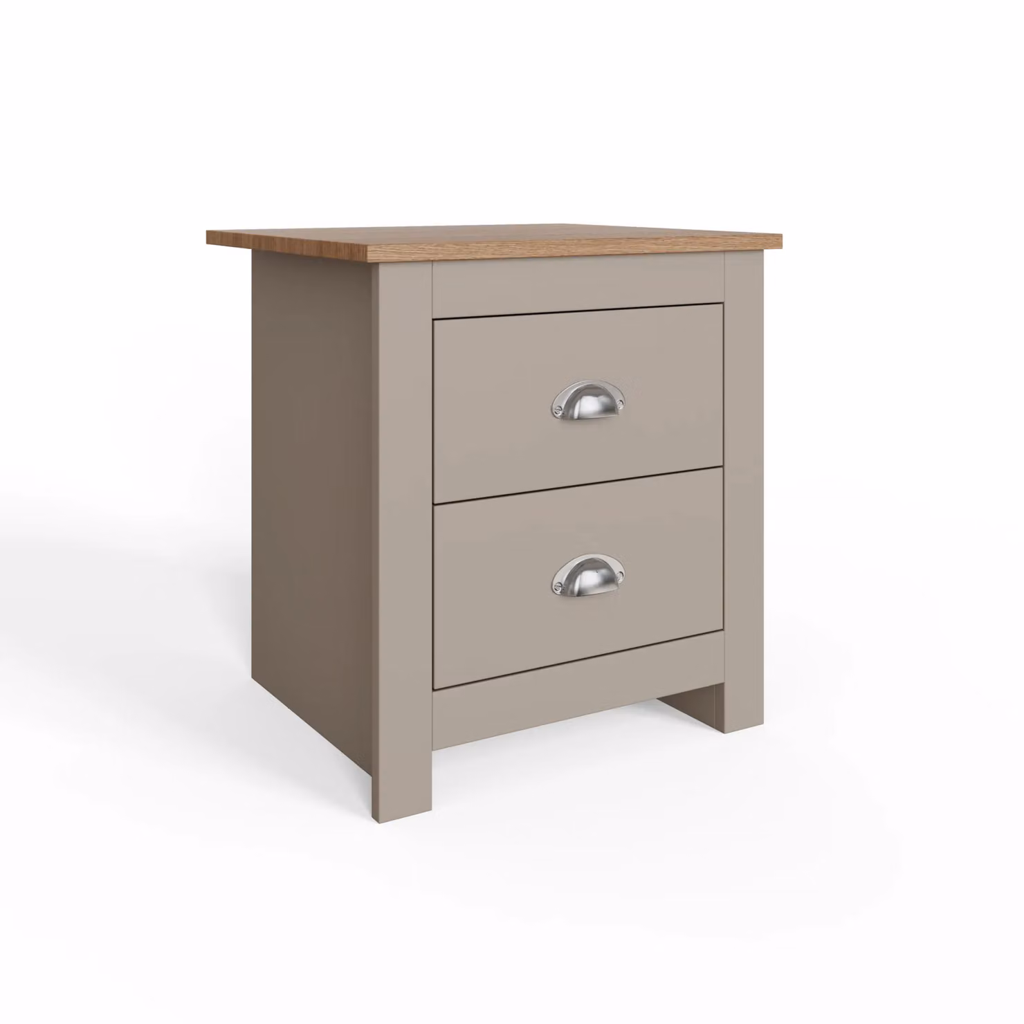 GFW Lancaster 2 Drawer Bedside Table in Grey and Oak – 2