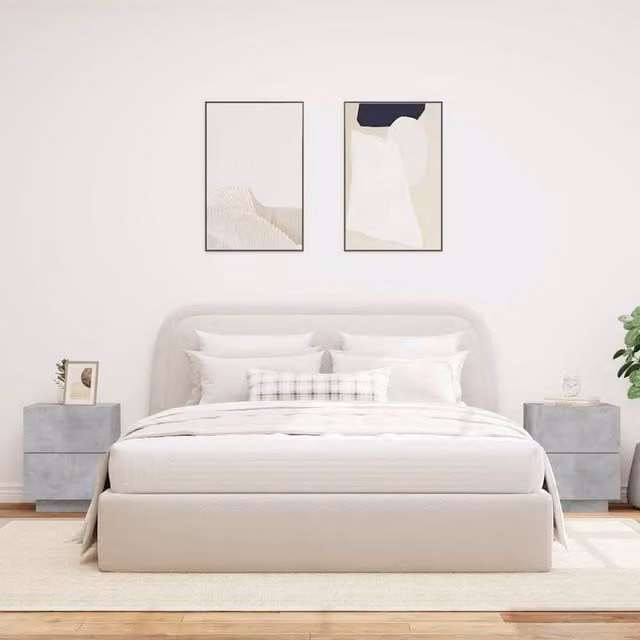 Berkfield Home Decorative Bedside Cabinets with Integrated LED Lights, Set of 2, Concrete Grey, W/D/H: 40 x 45 x 55 cm – 1