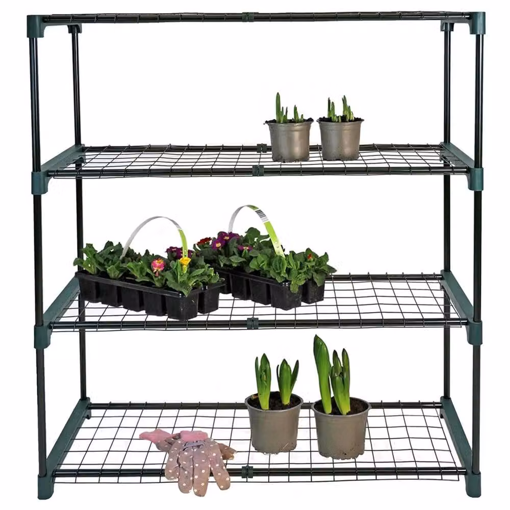 SPETLEK 4 Tier Green Metal Greenhouse Shelving Racking for Garden Plants, 2 Pack – 3
