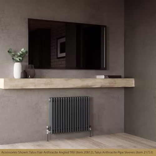 UK Radiators Alpha 3 Column Horizontal Traditional Cast-Iron Style Radiator in Anthracite, W: 777 mm, H: 600 mm – 3