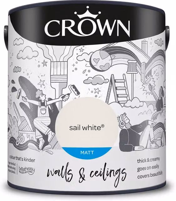 Crown Matt Breatheasy Water Based Dispersion Emulsion Paint in White