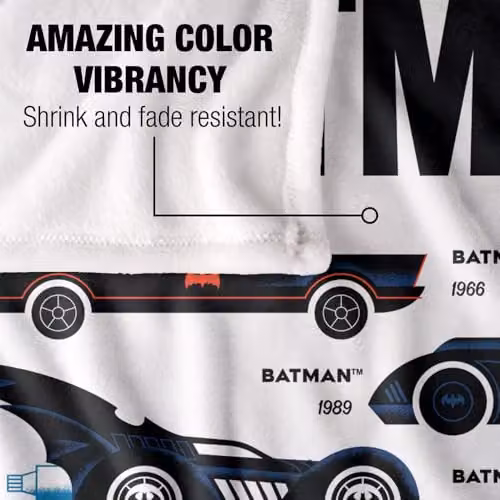 Warner Bros. Batman Silhouette Batmobiles Super Soft Fleece Throw Blanket, Multicolour, W: 152.4 cm x D: 127 cm – 3