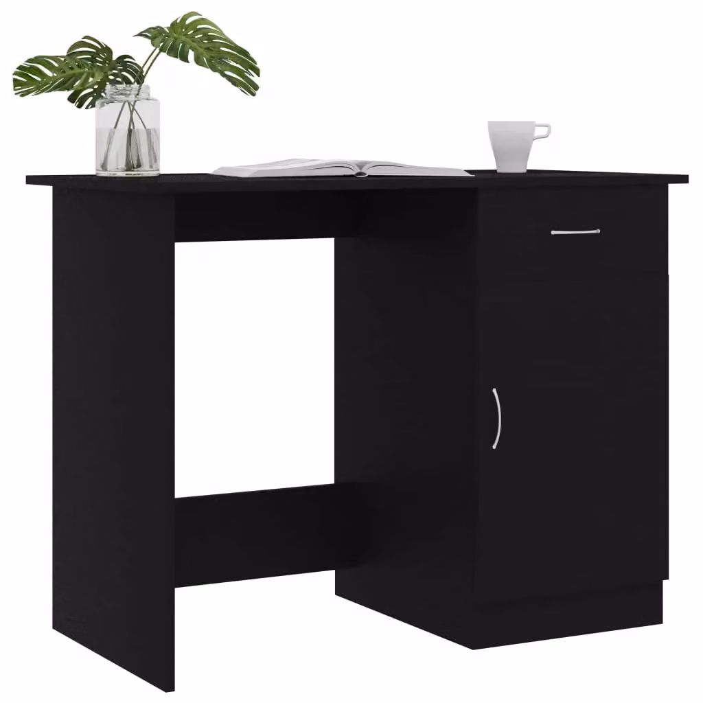 Berkfield Modern Black Writing Desk in Engineered Wood, W: 100 cm, D: 50 cm, H: 76 cm – 3