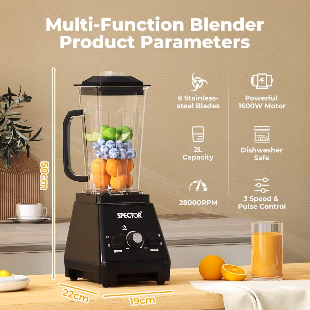 Spector 2L Commercial Blender Mixer and Food Processor in Black – 2