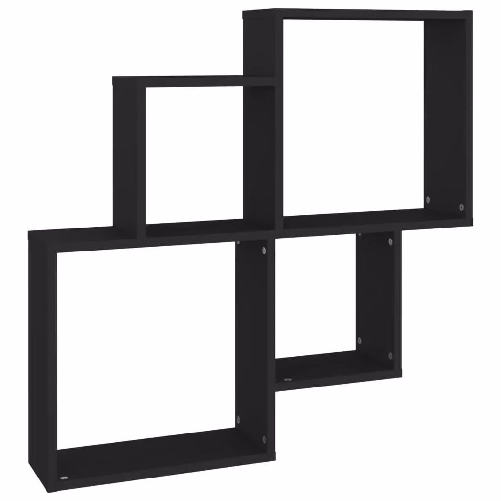 Berkfield Home Wall Mounted Cube Shelf, Black, W: 80 cm, D: 15 cm, H: 78.5 cm – 2