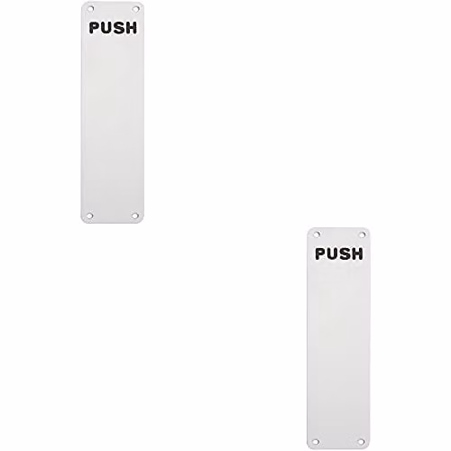 Loops 2 Pack Push Engraved Door Finger Plate, Satin Anodised Aluminium, Silver, W: 30.0 cm, H: 7.5 cm