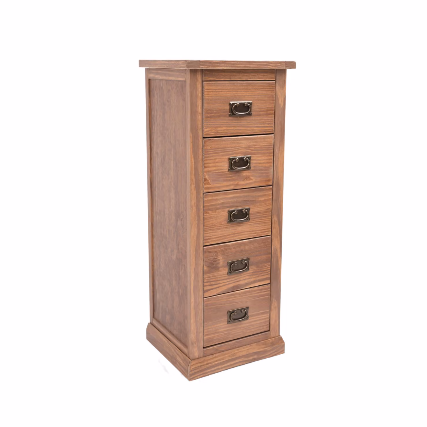 Cabinet Bits Tirolo 5 Drawer Narrow Chest of Drawers in Brown Wood with Brass Handles – 2