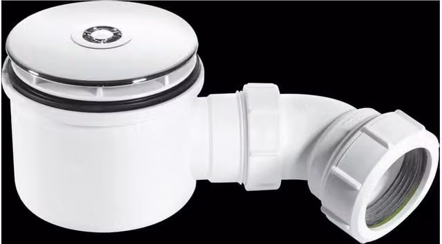 McAlpine Round Plastic Water Seal Shower Trap with 1.5 inch Bend in White and Silver