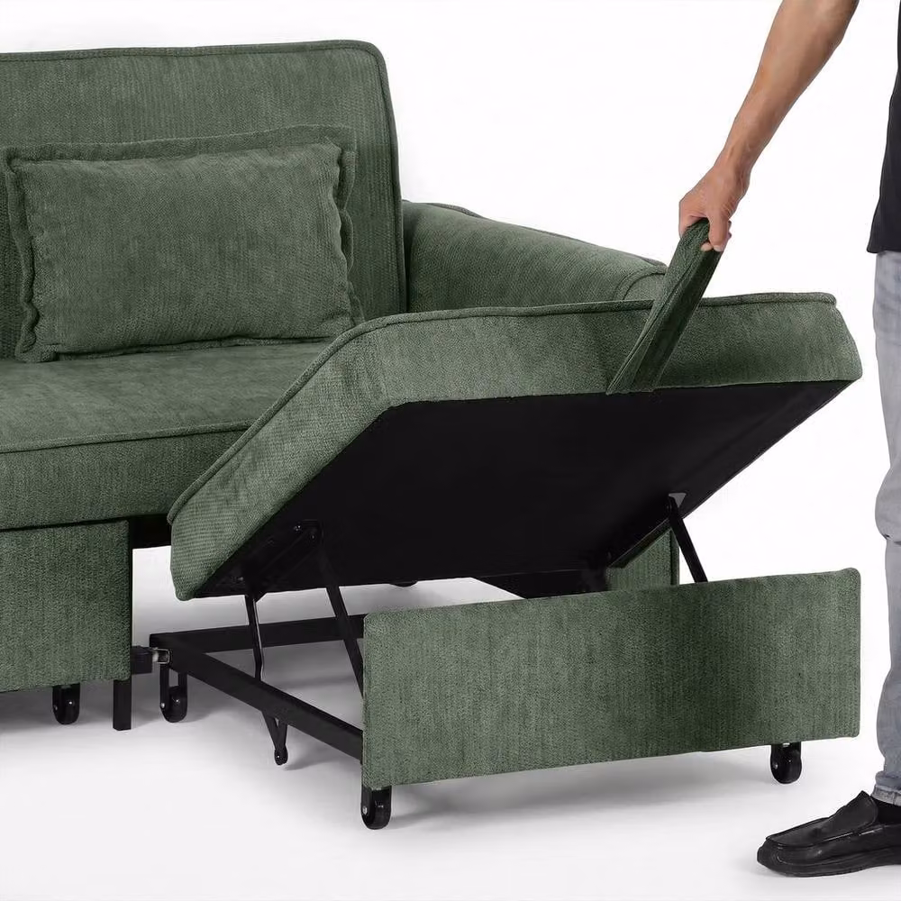 FORGEVIO 4-in-1 Convertible Pull Out Sleeper Sofa Bed in Green – 4