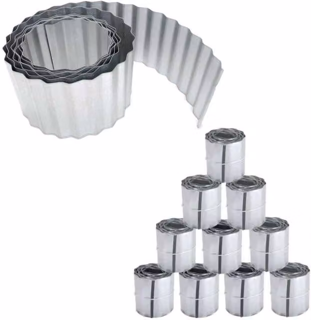 Primrose Silver Galvanised Metal Wavy Edge Garden Lawn Border Edging Roll, 10 Pack