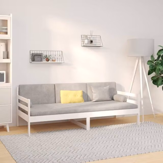 Berkfield Home White Lacquered Solid Pine Wood Day Bed W/D/H: 190 x 90 x 90 cm – 1