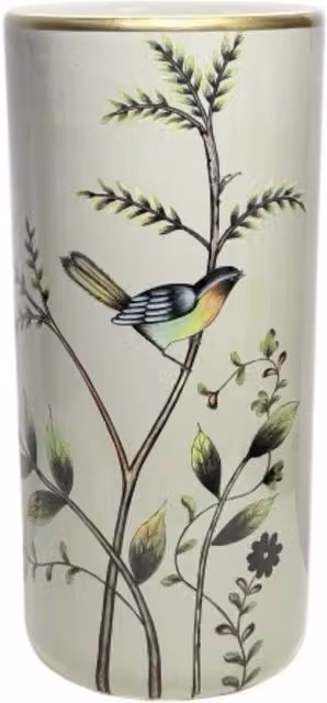 Minster Stylish Living Ltd Ceramic Umbrella Stand with Green and White Bird and Floral Design, H 46 cm x W 20 cm x D 20 cm – 1