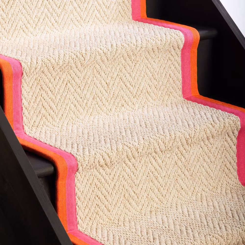 RainbowHome Herringbone Keswick Cream Fleck Sunset Trim Stair Runner, W: 50 cm, L: 700 cm – 2
