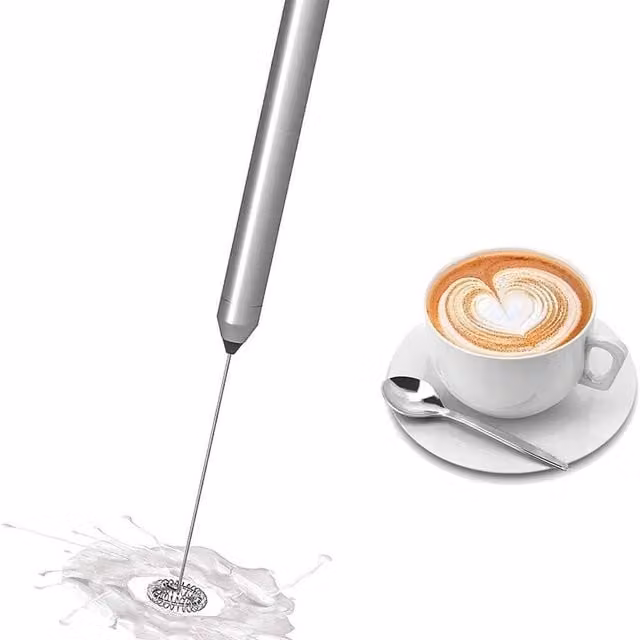 SPETLEK Handheld Battery Operated Mini Milk Frother Mixer in Silver – 1