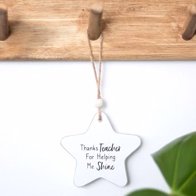 Kingsbury Gifts White Metal Hanging Star Thanks Teacher Wall Plaque