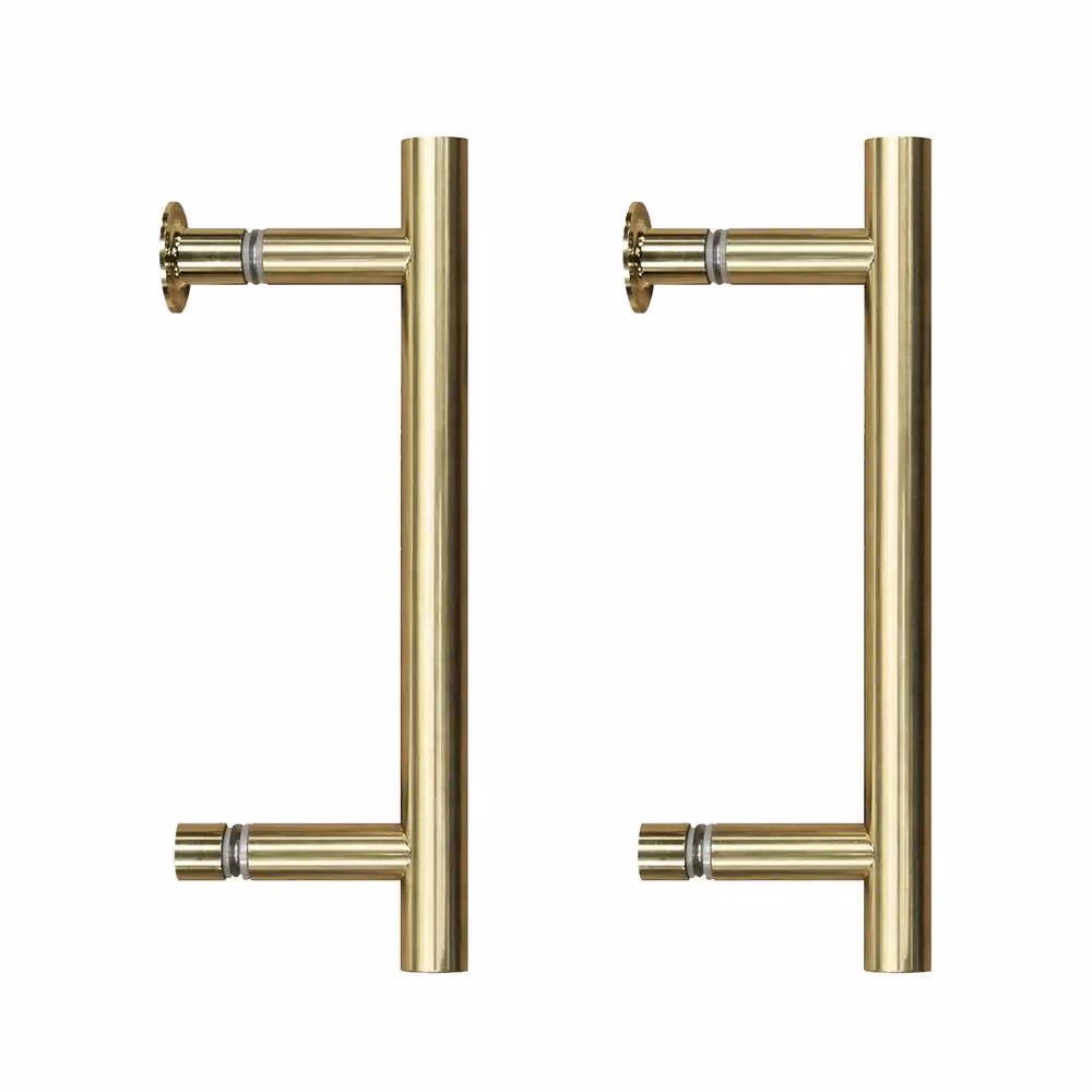 Nes Home Set of 2 Round Brushed Gold Brass Handles with 145mm Bolt Distance – 2