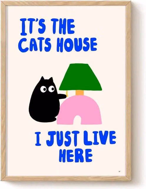 The Paper Tail Cats House Multicolour Typography Paper Poster