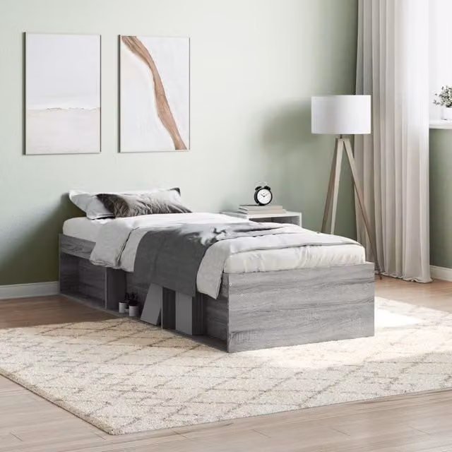 Berkfield Home Small Single Bed Frame in Grey Sonoma, W: 75 cm x L: 190 cm – 1