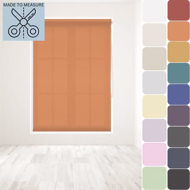 Caecus Made to Measure Straight Edge Roller Blind in Orange, Width: 10-240 cm