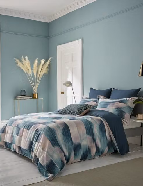 Harlequin Oscillation Blue Mix Cotton Mako Satin Duvet Cover, W: 140 cm, H: 200 cm