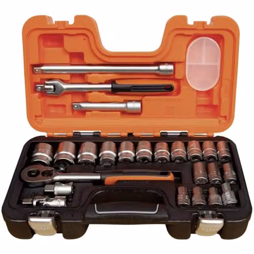 Bahco S240 24-Piece Metric 1/2in Drive Socket Set in Orange – 1