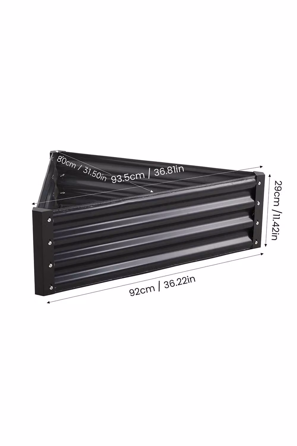 Garden Sanctuary Galvanised Steel Raised Garden Bed in Grey, W: 80 cm, D: 80 cm, H: 29 cm – 3