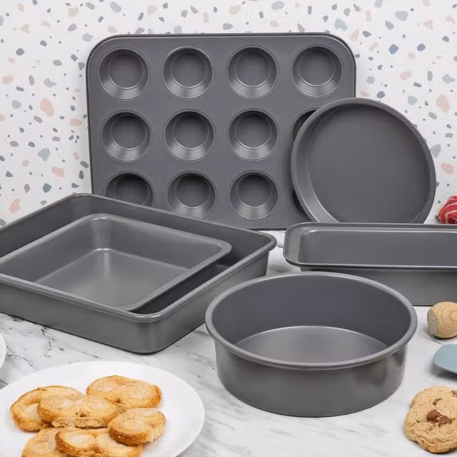 Homiu 6-Piece Non-Stick Carbon Steel Baking Set in Grey