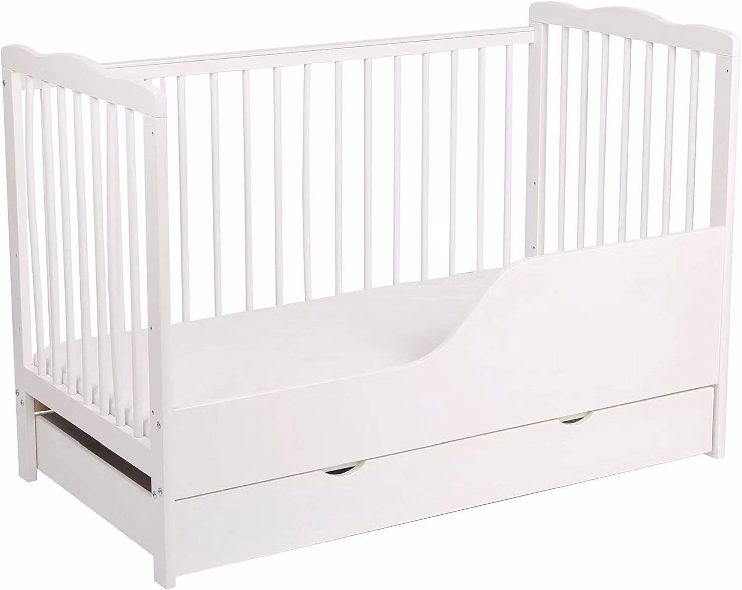 MCC Direct CozyCubs Brooklyn Wooden Baby Cot Bed with Mattress and Drawer in White – 2