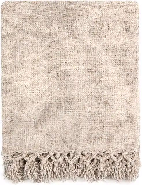Emma Barclay Darcy Tassel Woven Throw Blanket with Fringes, Grey, W: 150 cm, L: 200 cm